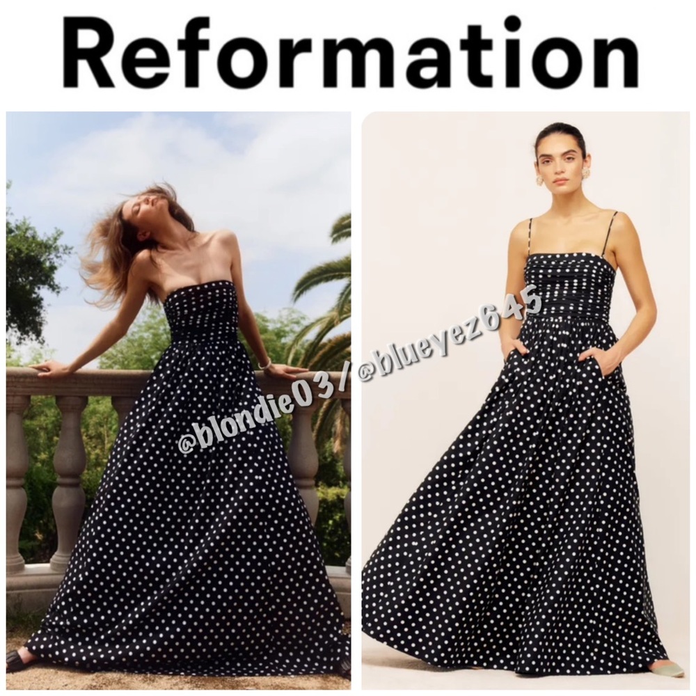 Reformation Black and White Polka Dot Dress